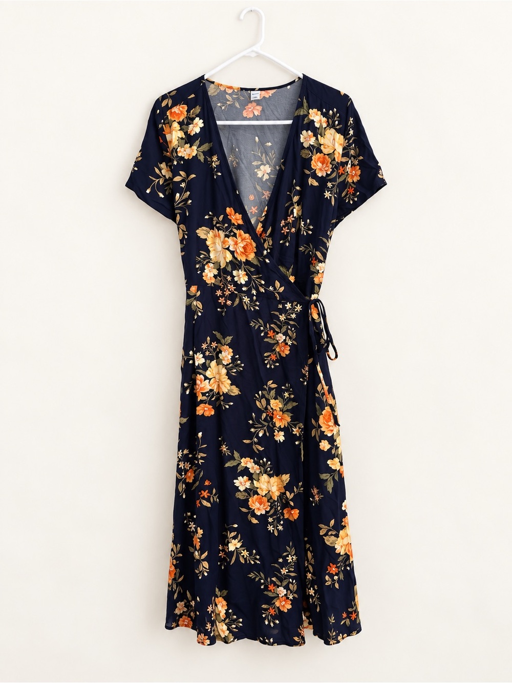 Old Navy Navy Floral Wrap Dress – Women’s Large